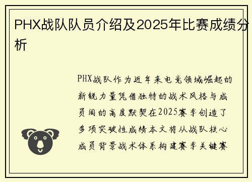 PHX战队队员介绍及2025年比赛成绩分析